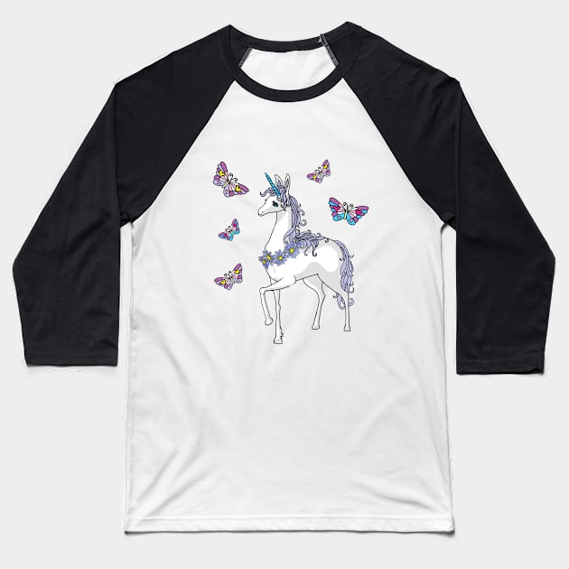 Cute Unicorn Baseball T-Shirt by Astrablink7